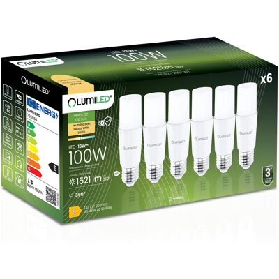 6x Żarówka LED E27 Tubularna T45 13W = 100W 1521lm 3000K Ciepła 200° LUMILED 6x Żarówka LED E27 Tubularna T45 13W = 100W 1521lm 3000K Ciepła 200° LUMILED