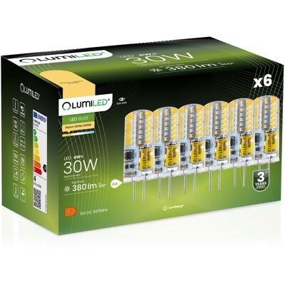 6x Żarówka LED G4 Kapsułka 4W = 30W 380lm 3000K Ciepła 360° 12V LUMILED 6x Żarówka LED G4 Kapsułka 4W = 30W 380lm 3000K Ciepła 360° 12V LUMILED