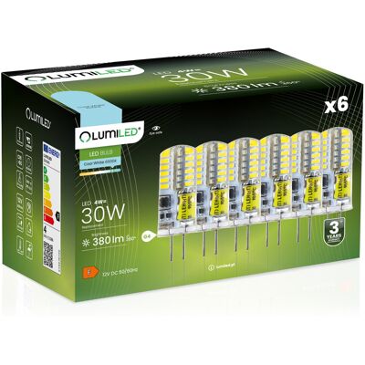 6x Żarówka LED G4 Kapsułka 4W = 30W 380lm 6500K Zimna 360° 12V LUMILED 6x Żarówka LED G4 Kapsułka 4W = 30W 380lm 6500K Zimna 360° 12V LUMILED