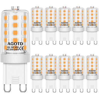 Inny producent Agotd G9 Led Ciepłe Białe 3000k Żarówka Led 3w Równow 30w 40w Halogenowa Energooszczędna G9 Bez Migania Nie Ściemnialna 10 Szt Inny producent Agotd G9 Led Ciepłe Białe 3000k Żarówka Led 3w Równow 30w 40w Halogenowa Energooszczędna G9 Bez Migania Nie Ściemnialna 10 Szt