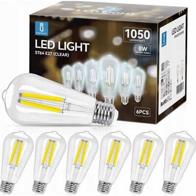Inny producent Aigostar Żarówka Led E27 Z Żarnikiem, Zimna Biel 6500 K, 8 W (Odpowiednik 75 W), 1050 Lumenów, Nieściemnialna, Żarówki Dekoracyjne, Opakowanie 6 Szt. Inny producent Aigostar Żarówka Led E27 Z Żarnikiem, Zimna Biel 6500 K, 8 W (Odpowiednik 75 W), 1050 Lumenów, Nieściemnialna, Żarówki Dekoracyjne, Opakowanie 6 Szt.