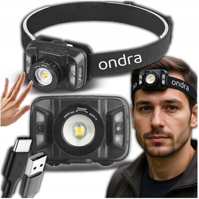 Czołówka Latarka czołowa LED Cree Ondra Vertix Akumulatorowa USB-C Czołówka Latarka czołowa LED Cree Ondra Vertix Akumulatorowa USB-C