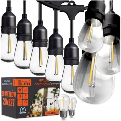 Smart Sp. z o. o. Girlanda Ogrodowa LED Łańcuch Świetlny 20M 20X Żarówka LED E27 Wodoszczelna Smart Sp. z o. o. Girlanda Ogrodowa LED Łańcuch Świetlny 20M 20X Żarówka LED E27 Wodoszczelna
