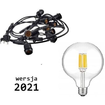 area-led Girlanda świetlna na taras, balkon 10mb z 10szt żarówek vintage LED 8W G80 E27 2700K area-led Girlanda świetlna na taras, balkon 10mb z 10szt żarówek vintage LED 8W G80 E27 2700K