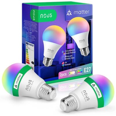 INTELIGENTNA ŻARÓWKA NOUS P3 SMART WIFI RGB BULB E27 TUYA MATTER 2 szt INTELIGENTNA ŻARÓWKA NOUS P3 SMART WIFI RGB BULB E27 TUYA MATTER 2 szt