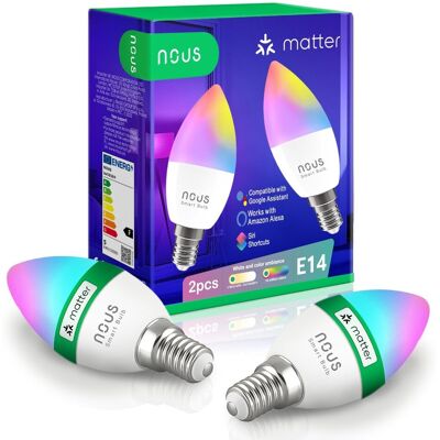 INTELIGENTNA ŻARÓWKA NOUS P4 SMART WIFI RGB BULB E14 TUYA MATTER 2 szt INTELIGENTNA ŻARÓWKA NOUS P4 SMART WIFI RGB BULB E14 TUYA MATTER 2 szt