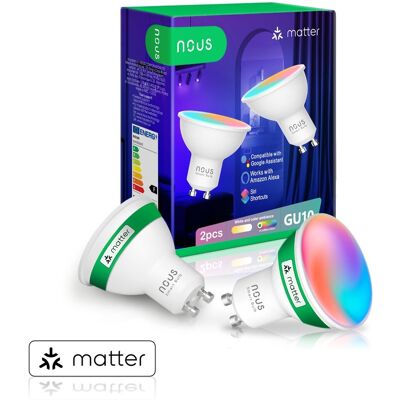 INTELIGENTNA ŻARÓWKA NOUS P8 SMART WIFI RGB BULB GU10 TUYA MATTER 2 szt INTELIGENTNA ŻARÓWKA NOUS P8 SMART WIFI RGB BULB GU10 TUYA MATTER 2 szt