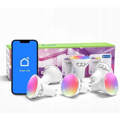 GY Inteligentne Żarówki GU10 LED 7W RGBCW Bluetooth Ściemnialne 500lm 6szt GY Inteligentne Żarówki GU10 LED 7W RGBCW Bluetooth Ściemnialne 500lm 6szt