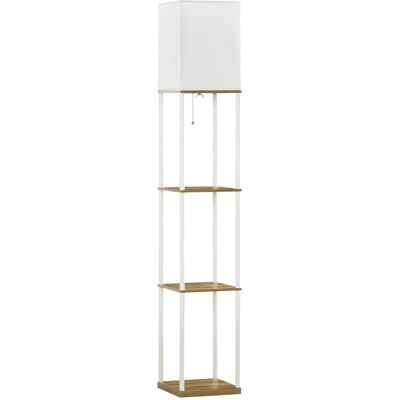 Homcom Lampa stojąca z półkami, E27, biała, bez żarówki Homcom Lampa stojąca z półkami, E27, biała, bez żarówki