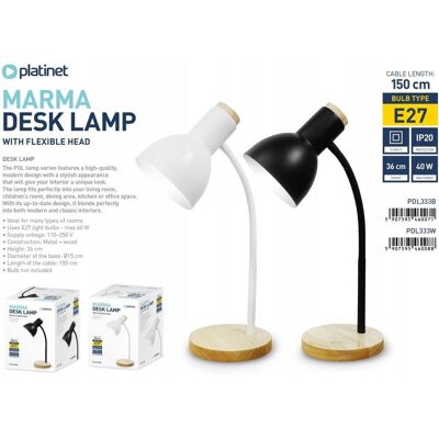 Lampka Biurkowa Platinet Marma E27 Metalowa Biała (46008) Lampka Biurkowa Platinet Marma E27 Metalowa Biała (46008)