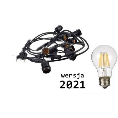 area-led Lampki ogrodowe girlanda żarówkowa 10 m + 10 szt żarówek LED 8W A60 E27 2700K area-led Lampki ogrodowe girlanda żarówkowa 10 m + 10 szt żarówek LED 8W A60 E27 2700K