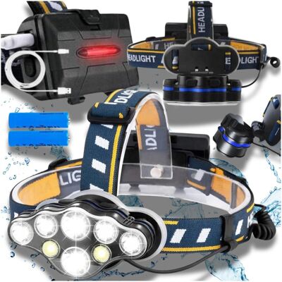 Inny producent Latarka Czołowa 8 Led Akumulatorowa Czołówka Na Głowę Wodoodporna Cree Cob Inny producent Latarka Czołowa 8 Led Akumulatorowa Czołówka Na Głowę Wodoodporna Cree Cob