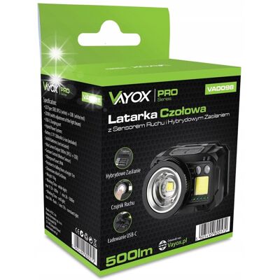 Inny producent Latarka czołowa czołówka Vayox XPG3 + COB zoom VA0098 zasilanie hybrydowe Inny producent Latarka czołowa czołówka Vayox XPG3 + COB zoom VA0098 zasilanie hybrydowe