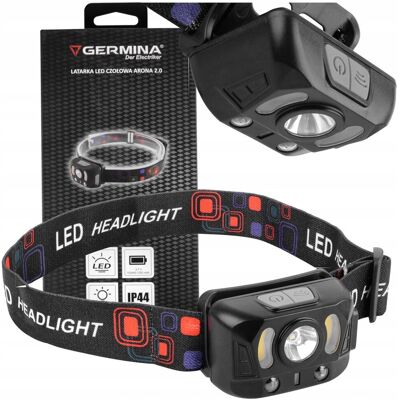 Germina Latarka Czołowa LED Lampa Czołówka Czołowa 200lm IP44 Akumulatorowa USB-C Germina Latarka Czołowa LED Lampa Czołówka Czołowa 200lm IP44 Akumulatorowa USB-C