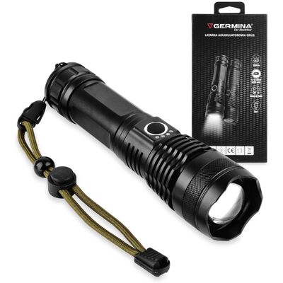 Latarka LED Germina akumulatorowa przenośna ZOOM 1000lm 4 tryby 1szt. Latarka LED Germina akumulatorowa przenośna ZOOM 1000lm 4 tryby 1szt.