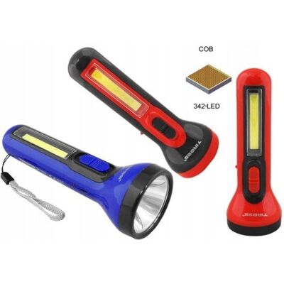 BEGLI Latarka ręczna LED 3W + COB 3W, TS-1855 z akumulatorem 1200mAh, kabel microUSB, czarna, czerwona, niebieska BEGLI Latarka ręczna LED 3W + COB 3W, TS-1855 z akumulatorem 1200mAh, kabel microUSB, czarna, czerwona, niebieska