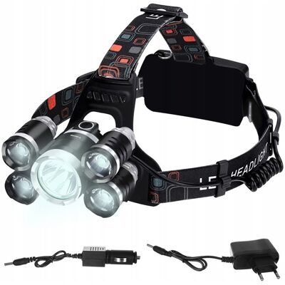 Inny producent MOCNA LATARKA CZOŁOWA AKUMULATOROWA 5x LED CREE XM-L T6 CZOŁÓWKA NA GŁOWĘ Inny producent MOCNA LATARKA CZOŁOWA AKUMULATOROWA 5x LED CREE XM-L T6 CZOŁÓWKA NA GŁOWĘ
