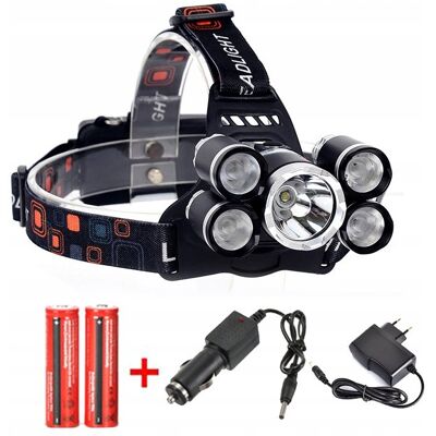 Inny producent MOCNA LATARKA CZOŁOWA AKUMULATOROWA 5x LED CREE XM-L T6 CZOŁÓWKA NA GŁOWĘ / czolowa 5led Inny producent MOCNA LATARKA CZOŁOWA AKUMULATOROWA 5x LED CREE XM-L T6 CZOŁÓWKA NA GŁOWĘ / czolowa 5led