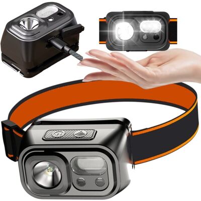MAXTECH Mocna latarka czołowa LED Wodoodporna 220 lm Na czoło głowę USB Lampka Pro MAXTECH Mocna latarka czołowa LED Wodoodporna 220 lm Na czoło głowę USB Lampka Pro