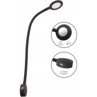 Design Light Modus Touch wysięgnik meblowy czarny 2 W 12V DC 0,5 m barwa biała ciepła Design Light Modus Touch wysięgnik meblowy czarny 2 W 12V DC 0,5 m barwa biała ciepła
