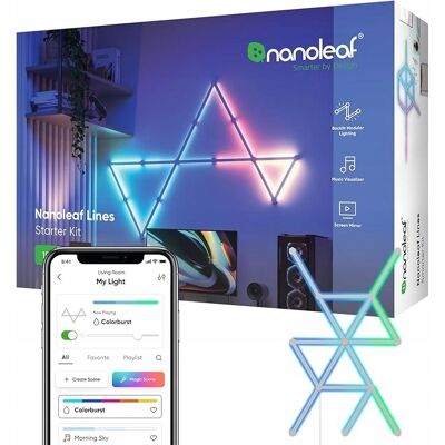 Nanoleaf Lines zestaw startowy 60 stopni 15x listew świetlnych LED RGBW Nanoleaf Lines zestaw startowy 60 stopni 15x listew świetlnych LED RGBW