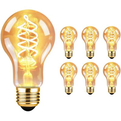 NETTLIFE Zestaw 3 żarówek LED E27 ciepła biel A60 żarnik 2200K Edison, retro 4W dekoracyjne żarówki vintage NETTLIFE Zestaw 3 żarówek LED E27 ciepła biel A60 żarnik 2200K Edison, retro 4W dekoracyjne żarówki vintage