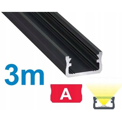 LED-ONE PROFIL ALUMINIOWY NAWIERZCHNIOWY typ A czarny do taśm LED 3m LED-ONE PROFIL ALUMINIOWY NAWIERZCHNIOWY typ A czarny do taśm LED 3m