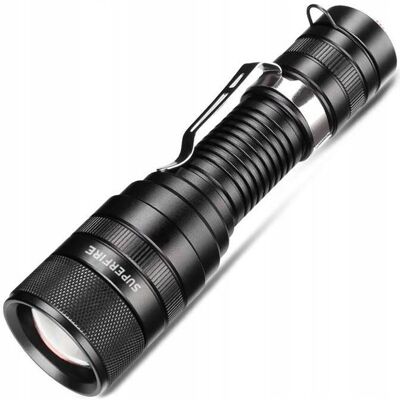 F5 Superfire Mocna Latarka LED Taktyczna Akumulatorowa Wojskowa 1100Lm USB F5 Superfire Mocna Latarka LED Taktyczna Akumulatorowa Wojskowa 1100Lm USB