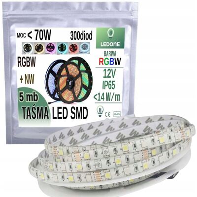 LED-ONE Taśma LED 5050 300 LED IP65 5m - RGBW + NW Neutral LED-ONE Taśma LED 5050 300 LED IP65 5m - RGBW + NW Neutral