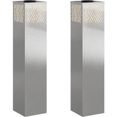 Inny producent vidaXL Słoneczna LED lampa na ścieżkę 2 pcs Srebrny Stal nierdzewna Inny producent vidaXL Słoneczna LED lampa na ścieżkę 2 pcs Srebrny Stal nierdzewna