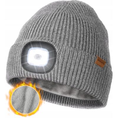 Inny producent WMCAPS Czapka Zimowa LED Szara Z Ciepłą Podszewką Inny producent WMCAPS Czapka Zimowa LED Szara Z Ciepłą Podszewką