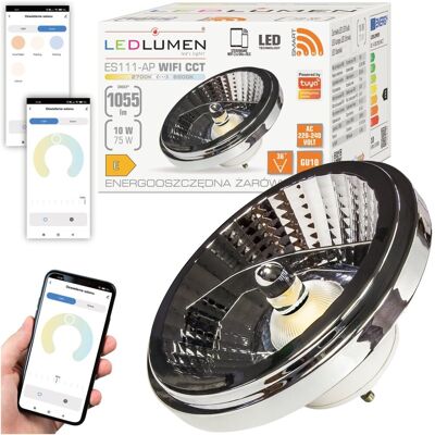 Żarówka LED GU10 AR111 ES111 10W=75W 1055lm CCT 36° WIFI TUYA SMART LIFE LEDLUMEN Żarówka LED GU10 AR111 ES111 10W=75W 1055lm CCT 36° WIFI TUYA SMART LIFE LEDLUMEN