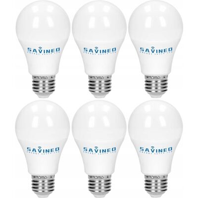 Savineo Zestaw 6 szt Żarówka LED E27 4W 360 lm kulka A60 światło neutralne 4000K niemrugająca Savineo Zestaw 6 szt Żarówka LED E27 4W 360 lm kulka A60 światło neutralne 4000K niemrugająca
