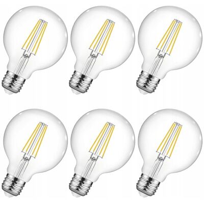 Zestaw 6 sztuk Żarówka E27 LED kula filament 12W=100W 1200lm Neutralna ozdobna Savineo Zestaw 6 sztuk Żarówka E27 LED kula filament 12W=100W 1200lm Neutralna ozdobna Savineo