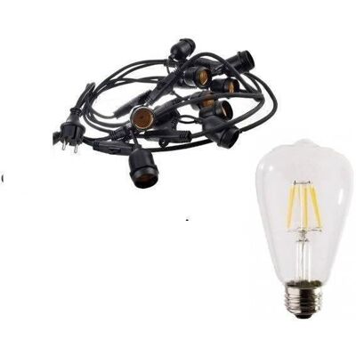 area-led Zestaw girlanda ogrodowa 10m 20pkt + 20szt żarówka 4W ST64 E27 6500K zimna barwa area-led Zestaw girlanda ogrodowa 10m 20pkt + 20szt żarówka 4W ST64 E27 6500K zimna barwa