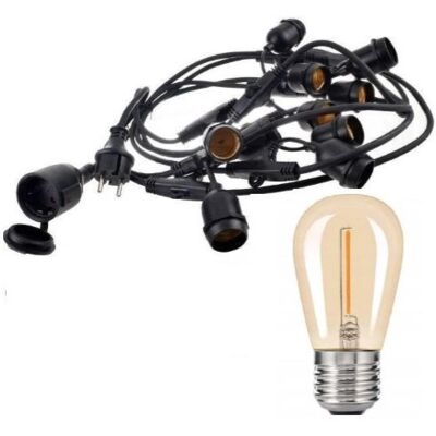 area-led Zestaw girlanda ogrodowa 20m 40pkt + 40szt żarówka 1W ST45 E27 2300K ciepła amber area-led Zestaw girlanda ogrodowa 20m 40pkt + 40szt żarówka 1W ST45 E27 2300K ciepła amber