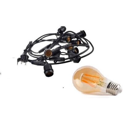 area-led Zestaw girlanda ogrodowa żarówkowa 20m 20pkt + 20szt żarówka vintage retro Edison Filament LED 6W A60 E27 2300K area-led Zestaw girlanda ogrodowa żarówkowa 20m 20pkt + 20szt żarówka vintage retro Edison Filament LED 6W A60 E27 2300K