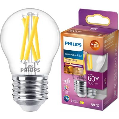 Żarówka Led E27 Philips Warmglow Dimmable Kulka P45 5.9w = 60w 806lm 2200-2700k Ciepła Barwa, Cri90 - Naturalne Kolory, Filament, Ozdobna, Ściemnial.. Żarówka Led E27 Philips Warmglow Dimmable Kulka P45 5.9w = 60w 806lm 2200-2700k Ciepła Barwa, Cri90 - Naturalne Kolory, Filament, Ozdobna, Ściemnial..