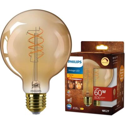 Żarówka Ozdobna Dekoracyjna Led E27 Philips Kula G95 7.3w = 60w 806lm 2200k Ciepła Barwa - Płomień, Cri90 - Naturalne Kolory, Kąt 300°, Filament, Vi.. Żarówka Ozdobna Dekoracyjna Led E27 Philips Kula G95 7.3w = 60w 806lm 2200k Ciepła Barwa - Płomień, Cri90 - Naturalne Kolory, Kąt 300°, Filament, Vi..