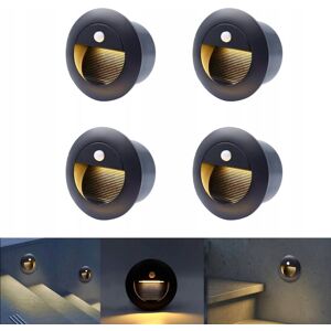 Inny producent FWOCHE Lampa Ścienna LED Czarna 1.5W IP65 z Czujnikiem Ruchu 4 Sztuki Inny producent FWOCHE Lampa Ścienna LED Czarna 1.5W IP65 z Czujnikiem Ruchu 4 Sztuki