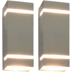 vidaXL 2x Zewnętrzne lampy ścienne 35W Srebrne Prostokątne Oświetlenie Ogrodu vidaXL 2x Zewnętrzne lampy ścienne 35W Srebrne Prostokątne Oświetlenie Ogrodu