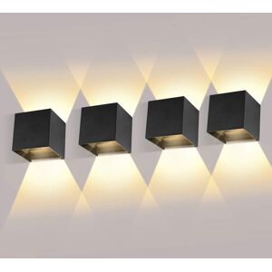 Inny producent LEDMO 4 Sztuki LED Ścienne Lampy 12W Ciepła Biała IP65 Czarna Inny producent LEDMO 4 Sztuki LED Ścienne Lampy 12W Ciepła Biała IP65 Czarna