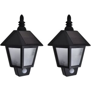 VMP Ścienne lampy solarne, 2 szt., z detektorem ruchu, czarne VMP Ścienne lampy solarne, 2 szt., z detektorem ruchu, czarne
