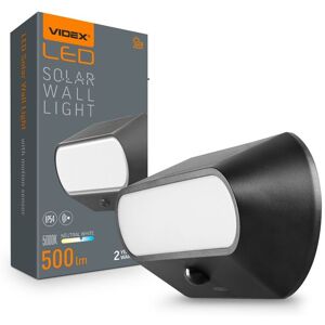 Inny producent Solarna lampa ścienna z czujnikiem ruchu czarna IP54 5k 500lm Inny producent Solarna lampa ścienna z czujnikiem ruchu czarna IP54 5k 500lm