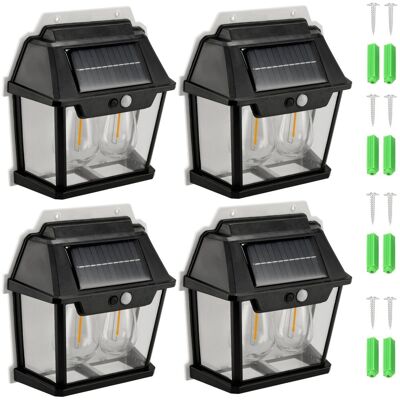 Berge 4x Lampy Solarne LED Ogrodowy Kinkiet Ścienny Z Czujnikiem Ruchu 3 Tryby Berge 4x Lampy Solarne LED Ogrodowy Kinkiet Ścienny Z Czujnikiem Ruchu 3 Tryby