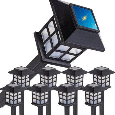 PrzydaSie 8x lampa lampka solarna LED latarnia ogrodowa wbijana 38 cm zimny biały czujnik zmierzchu IP65 8 szt PrzydaSie 8x lampa lampka solarna LED latarnia ogrodowa wbijana 38 cm zimny biały czujnik zmierzchu IP65 8 szt