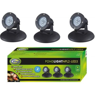 Aqua Nova Lampa Oświetlenie Led do Oczka NPL2-LED3 3x2,2W z Czujnikiem Zmierzchu Aqua Nova Lampa Oświetlenie Led do Oczka NPL2-LED3 3x2,2W z Czujnikiem Zmierzchu