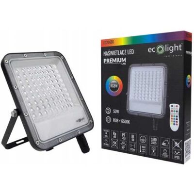 Ecolight ECO LIGHT NAŚWIETLACZ LED DEKORACYJNY KOLOROWY RGBW Z PILOTEM 50W IP65 Ecolight ECO LIGHT NAŚWIETLACZ LED DEKORACYJNY KOLOROWY RGBW Z PILOTEM 50W IP65