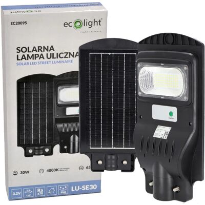 EcoLight Lampa Uliczna Ogrodowa Solarna Zewnętrzna LED Czujnik Ruchu 30W EcoLight Lampa Uliczna Ogrodowa Solarna Zewnętrzna LED Czujnik Ruchu 30W