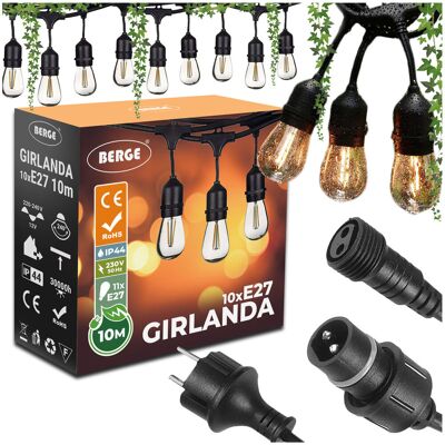 Berge Girlanda Ogrodowa Świetlna 10m+10x Żarówka LED 1W Zewnętrzna Wodoszczelna Berge Girlanda Ogrodowa Świetlna 10m+10x Żarówka LED 1W Zewnętrzna Wodoszczelna